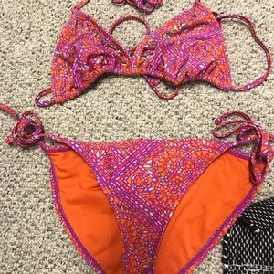 Pink/orange/blue pattern bikini